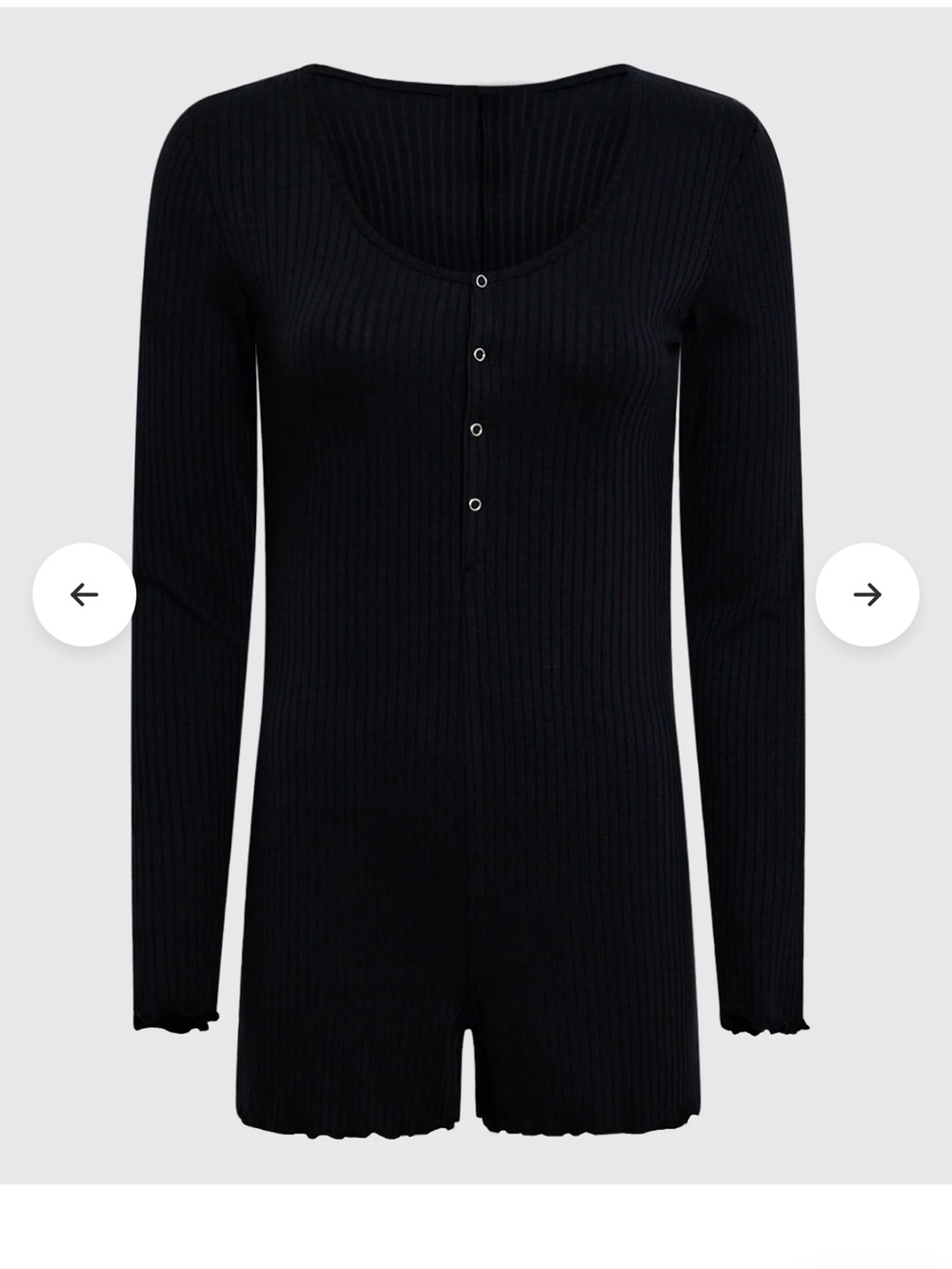 La SENZA Black Ribbed Long-Sleeve Henley Romper